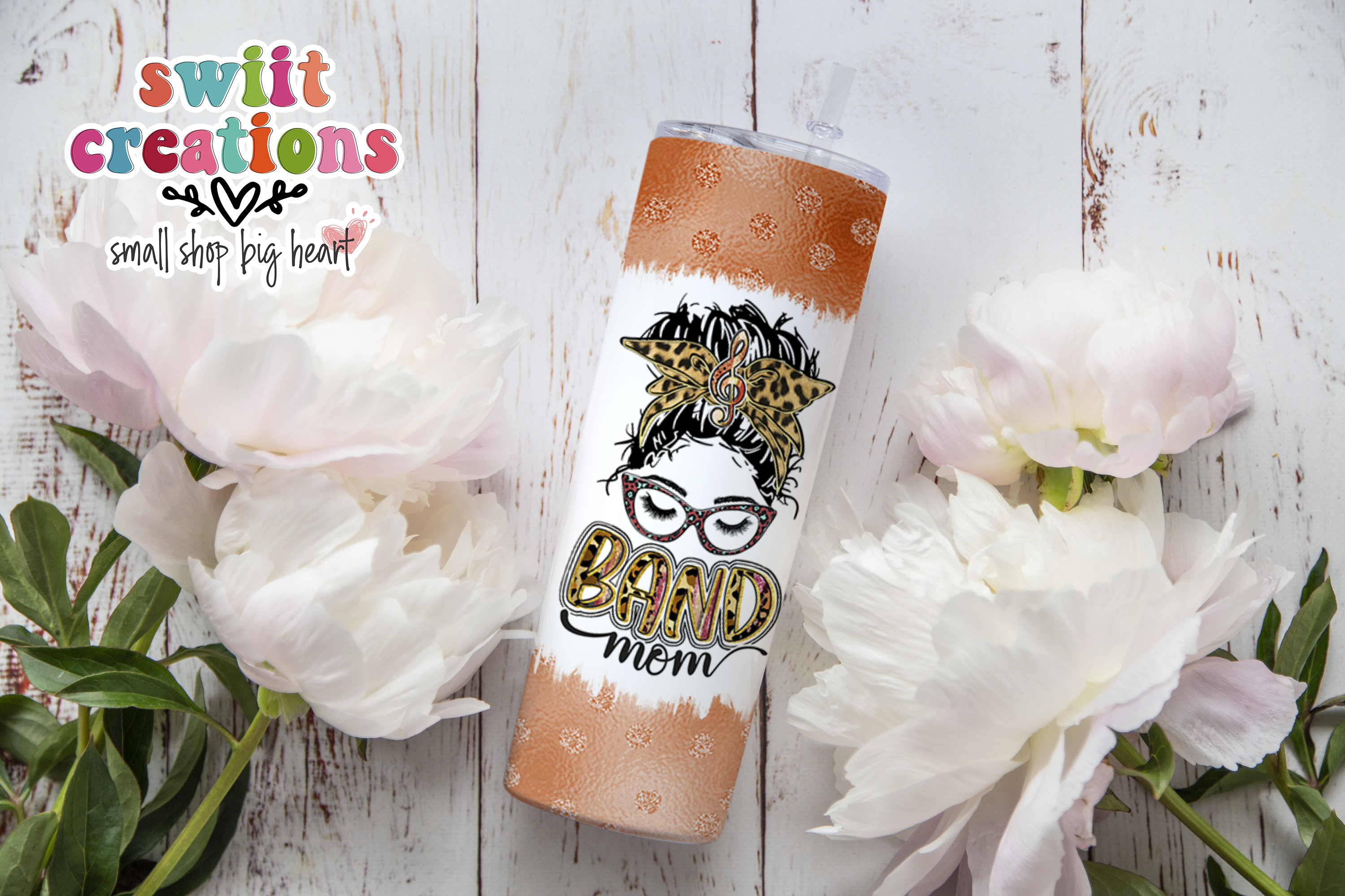 Band Mom Orange Glitter Tumbler (T261)