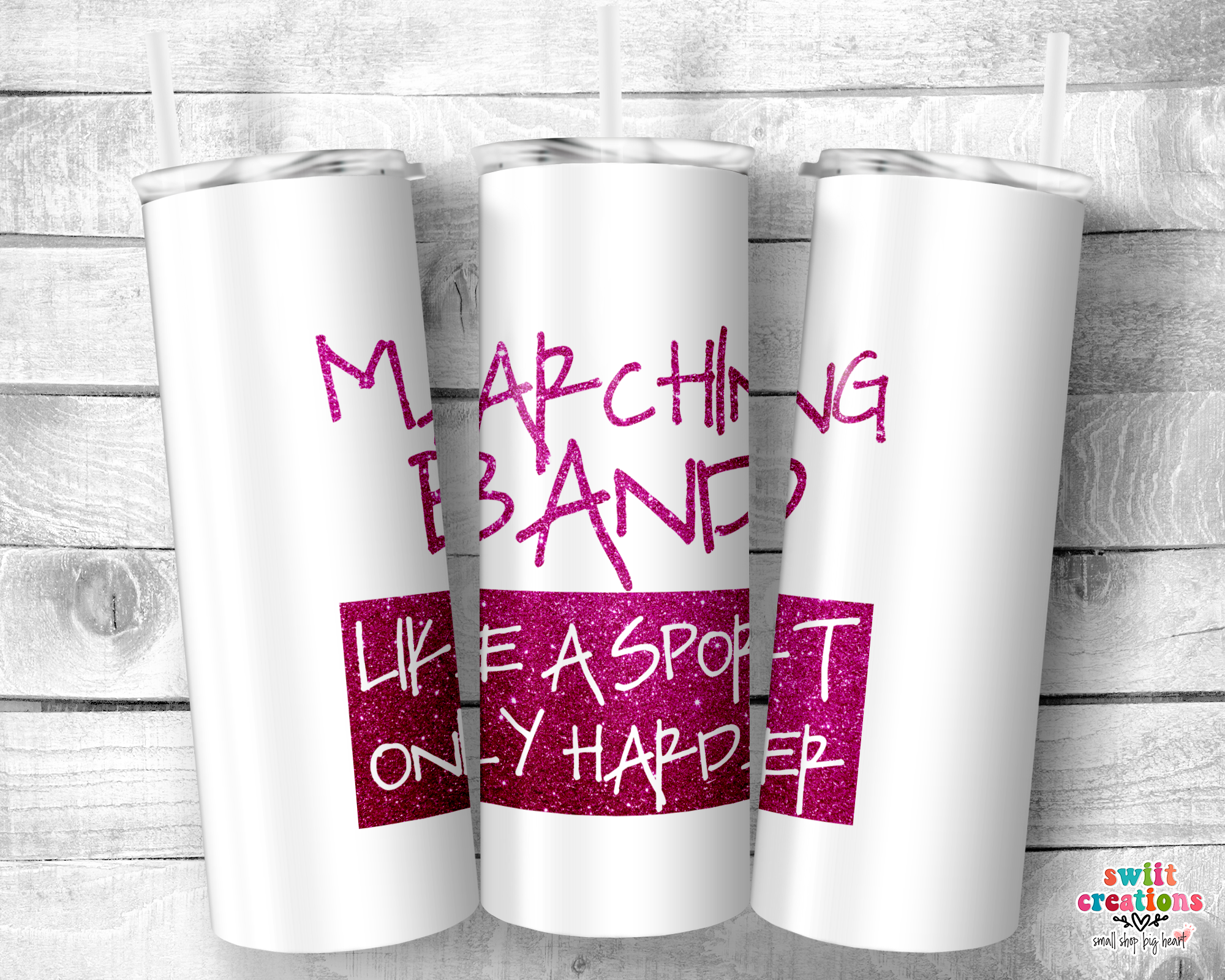 Marching Band Like a Sport Pink Glitter Tumbler (T037)