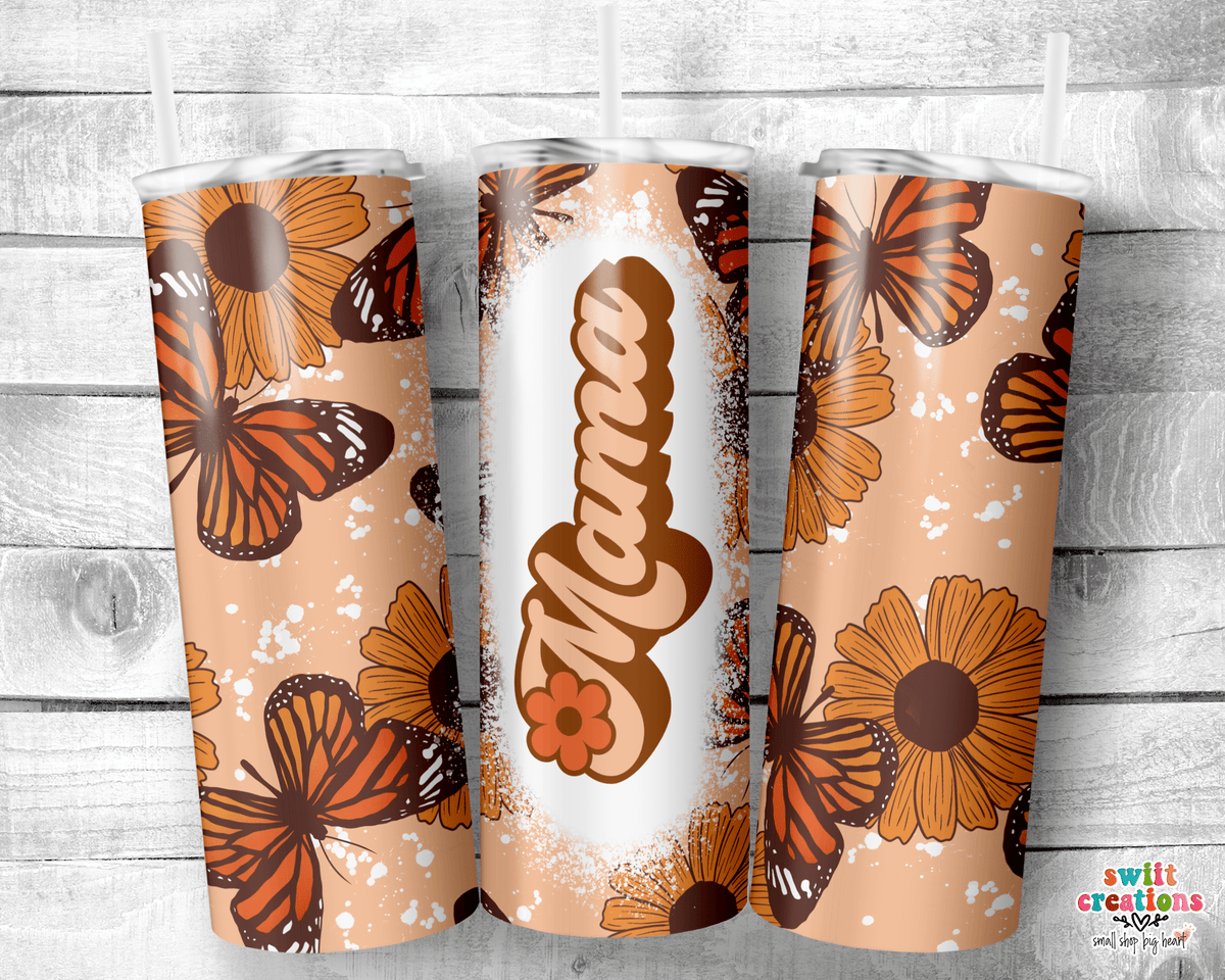 Butterfly Mom Retro Tumbler (T320) - Swiit Creations