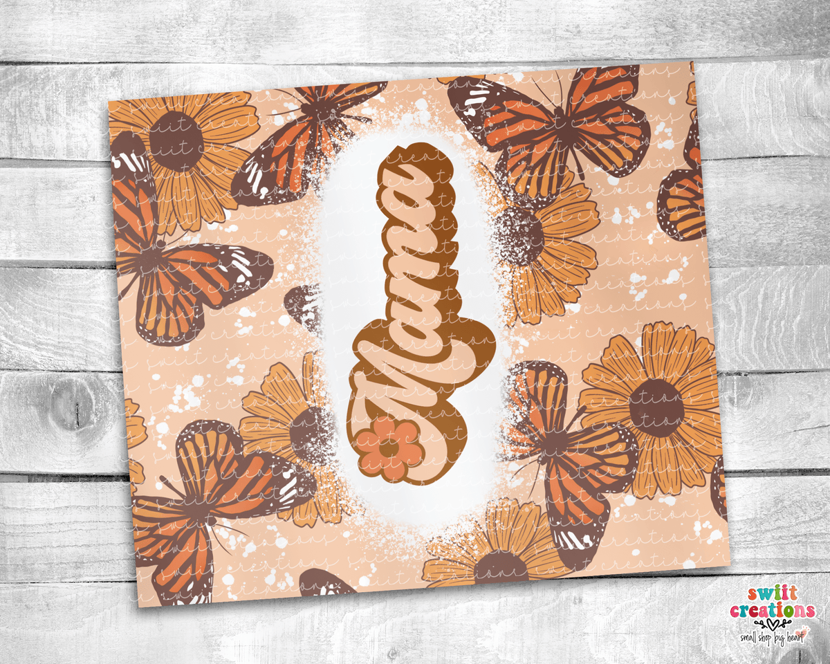 Butterfly Mom Retro Tumbler (T320) - Swiit Creations