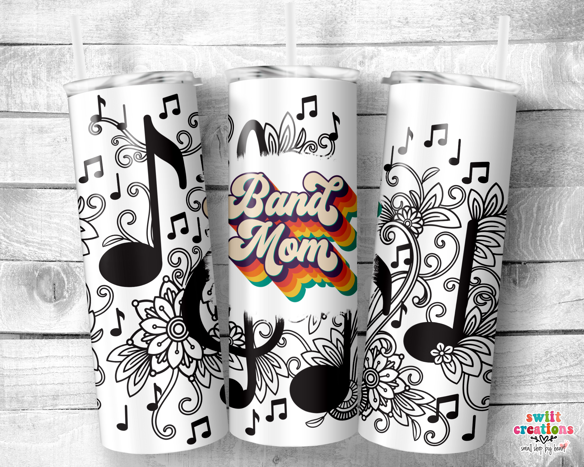 Retro Band Mom Music Notes Tumbler (T280)