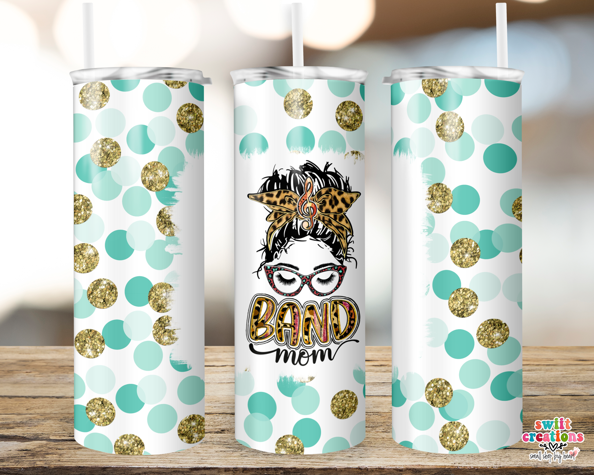 Band Mom Teal Polka Dots Tumbler (T022)