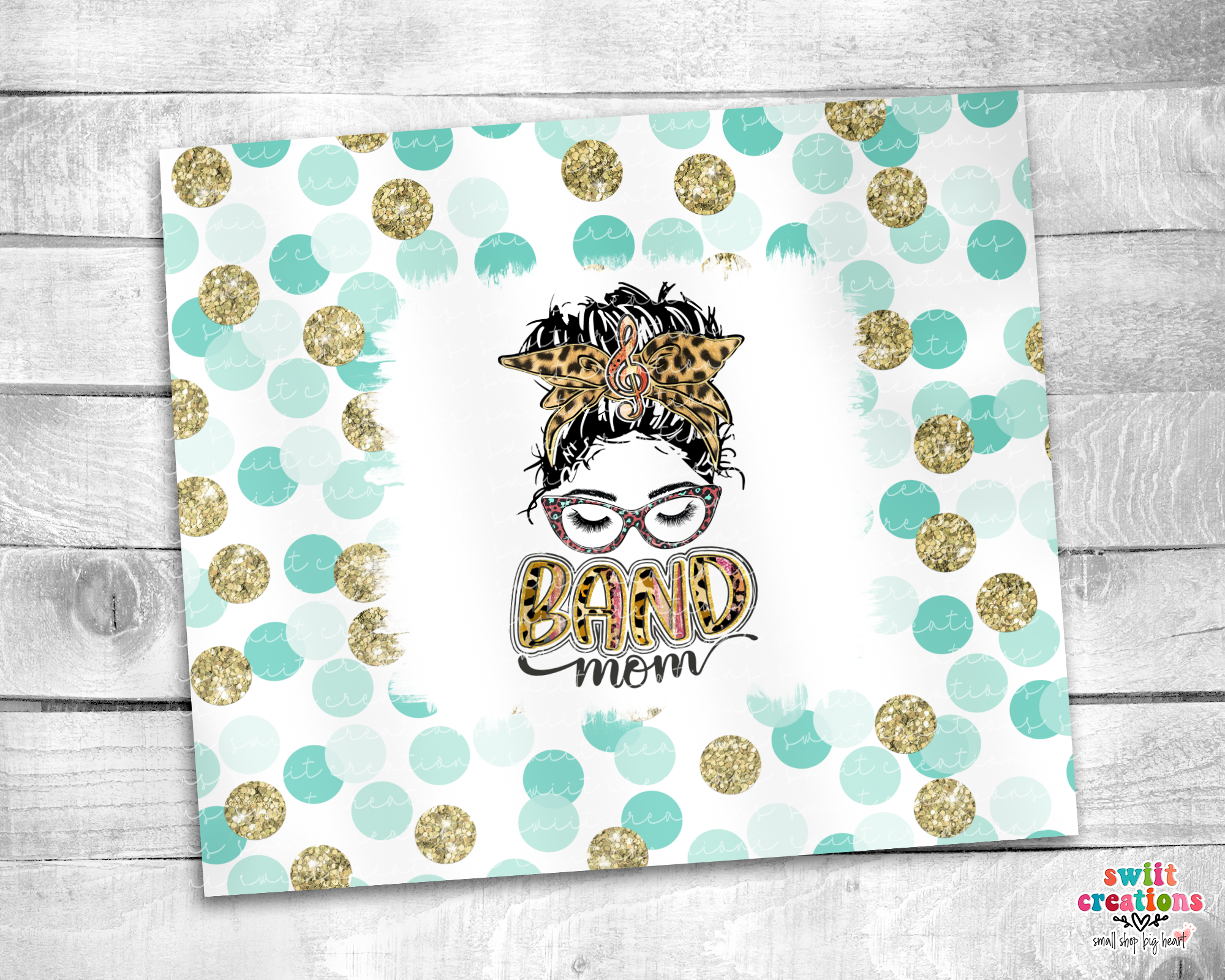 Band Mom Teal Polka Dots Tumbler (T022)