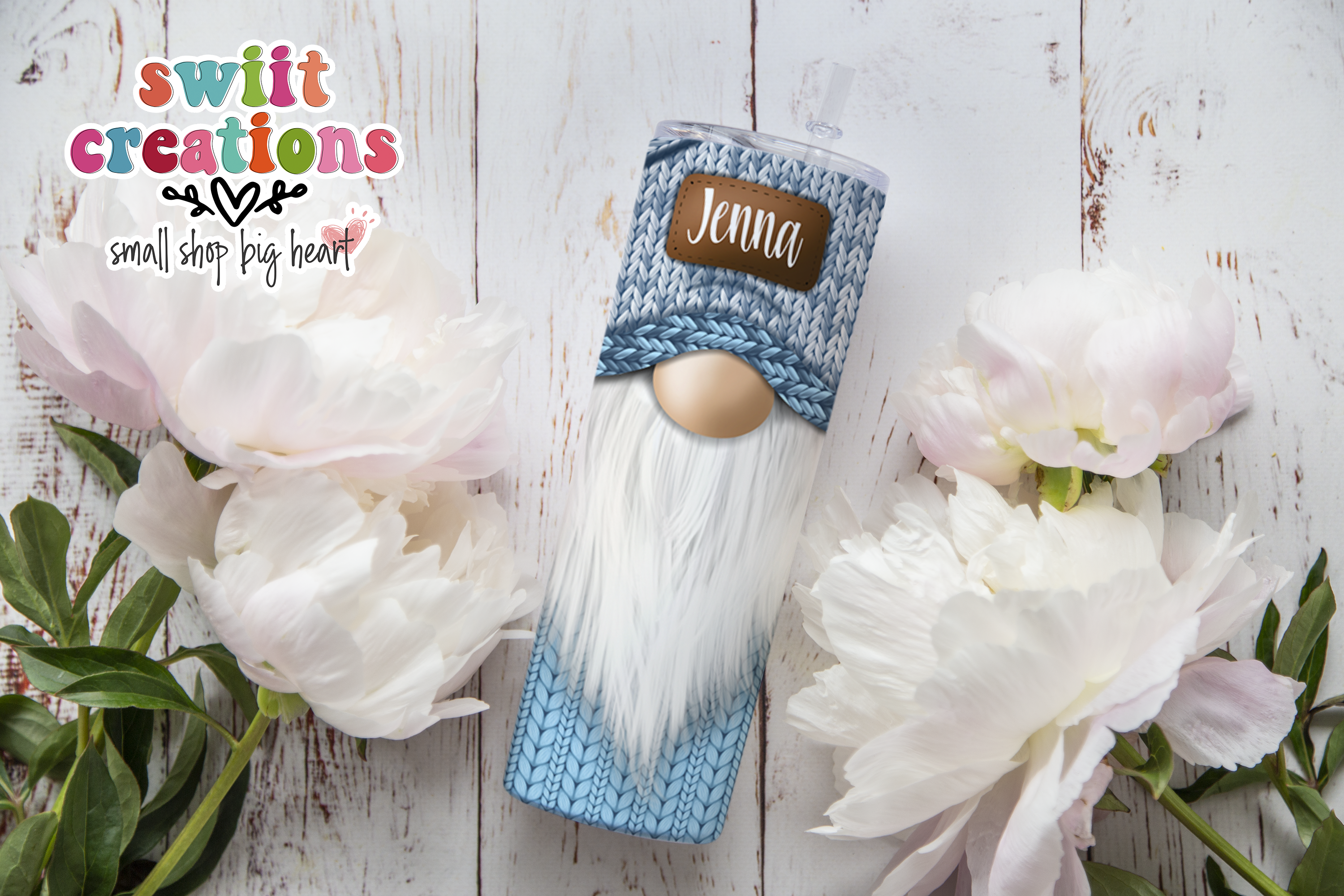 Blue Christmas Gnome Tumbler (T303)