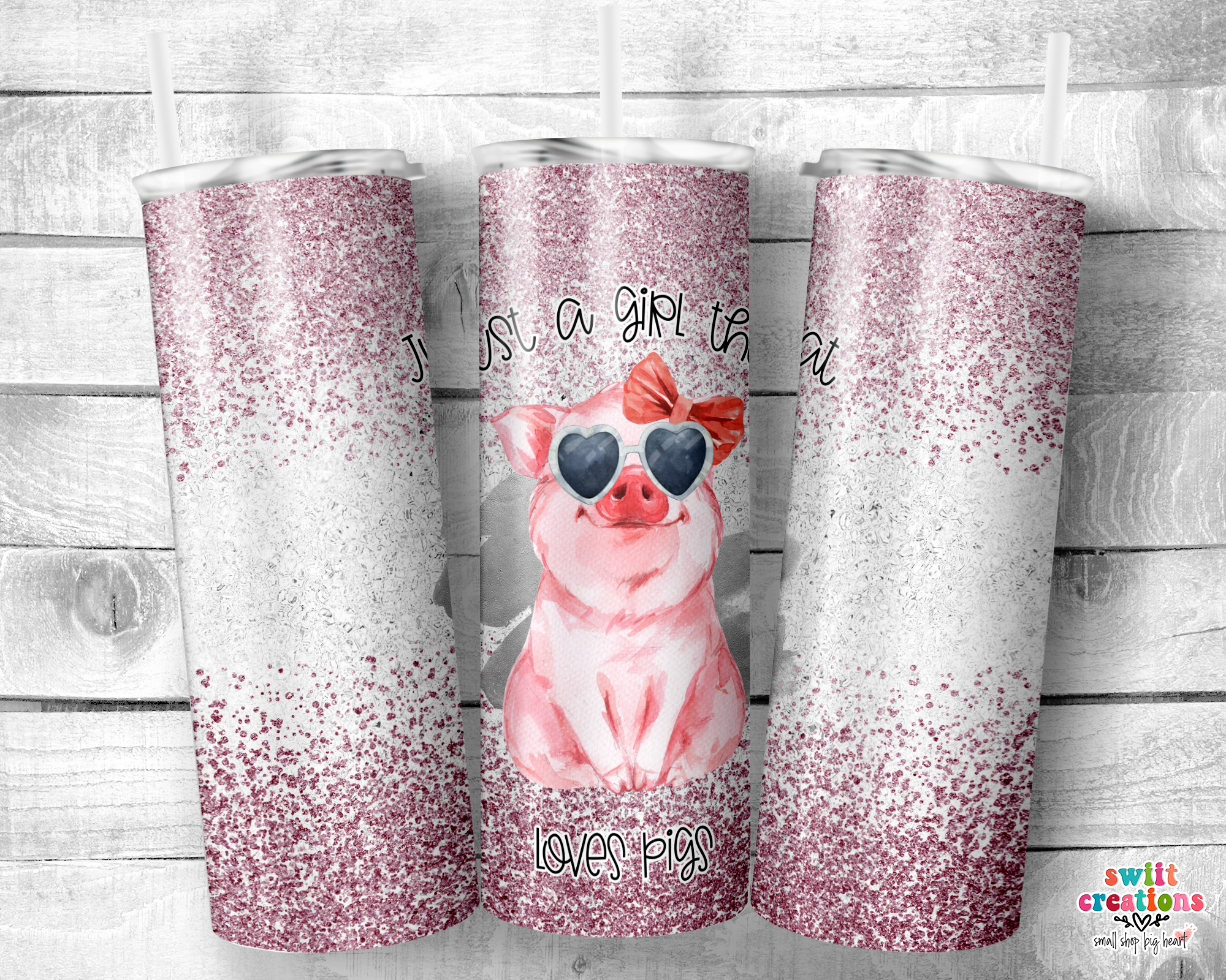 Just a Girl that Loves Pigs Faux Glitter Tumbler (T345)