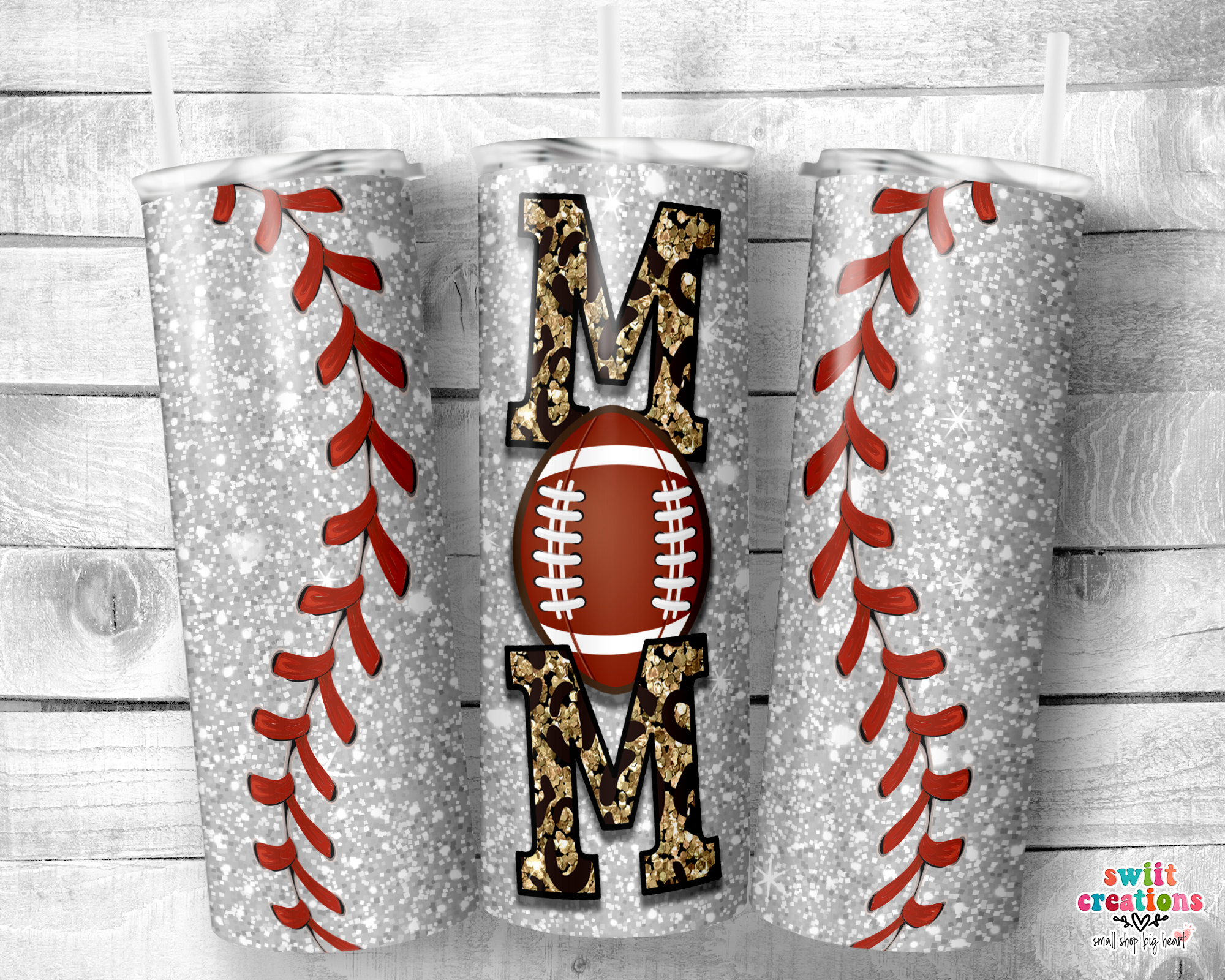 Football Mom Glitter Tumbler (T271)