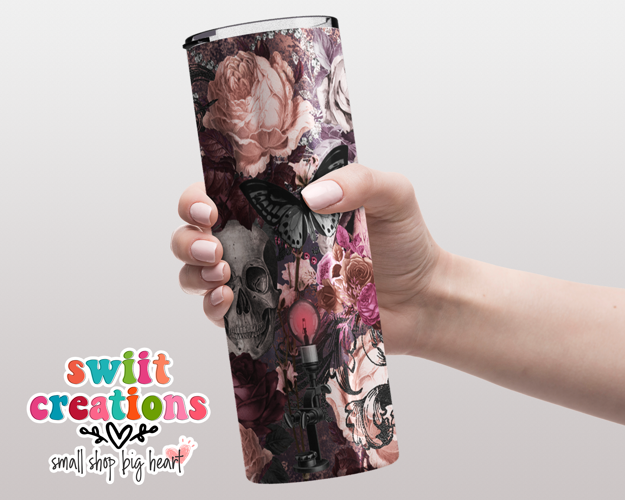 Flower and Skull Tumbler (T176)
