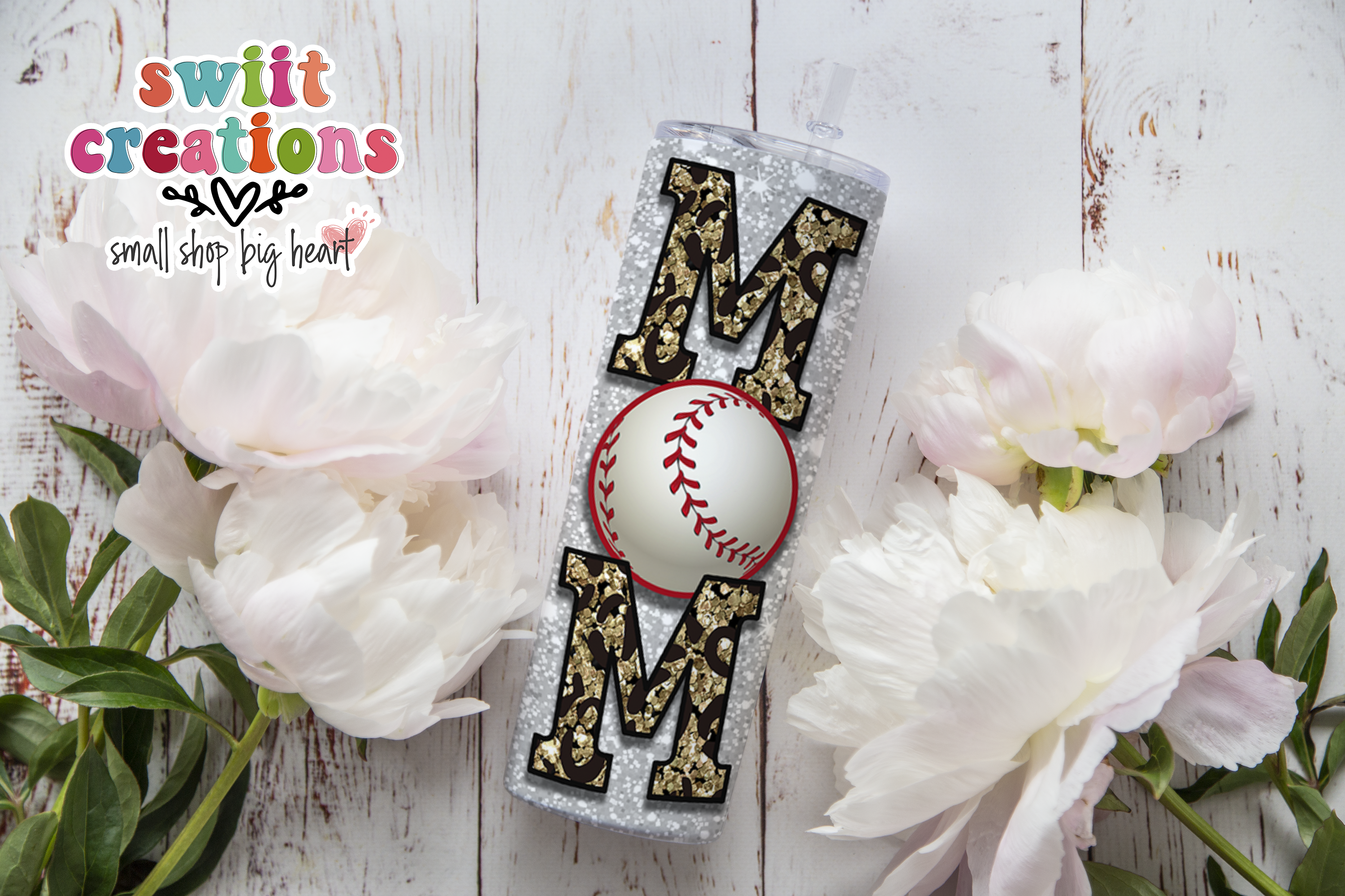 Baseball Mom Glitter Tumbler (T270)