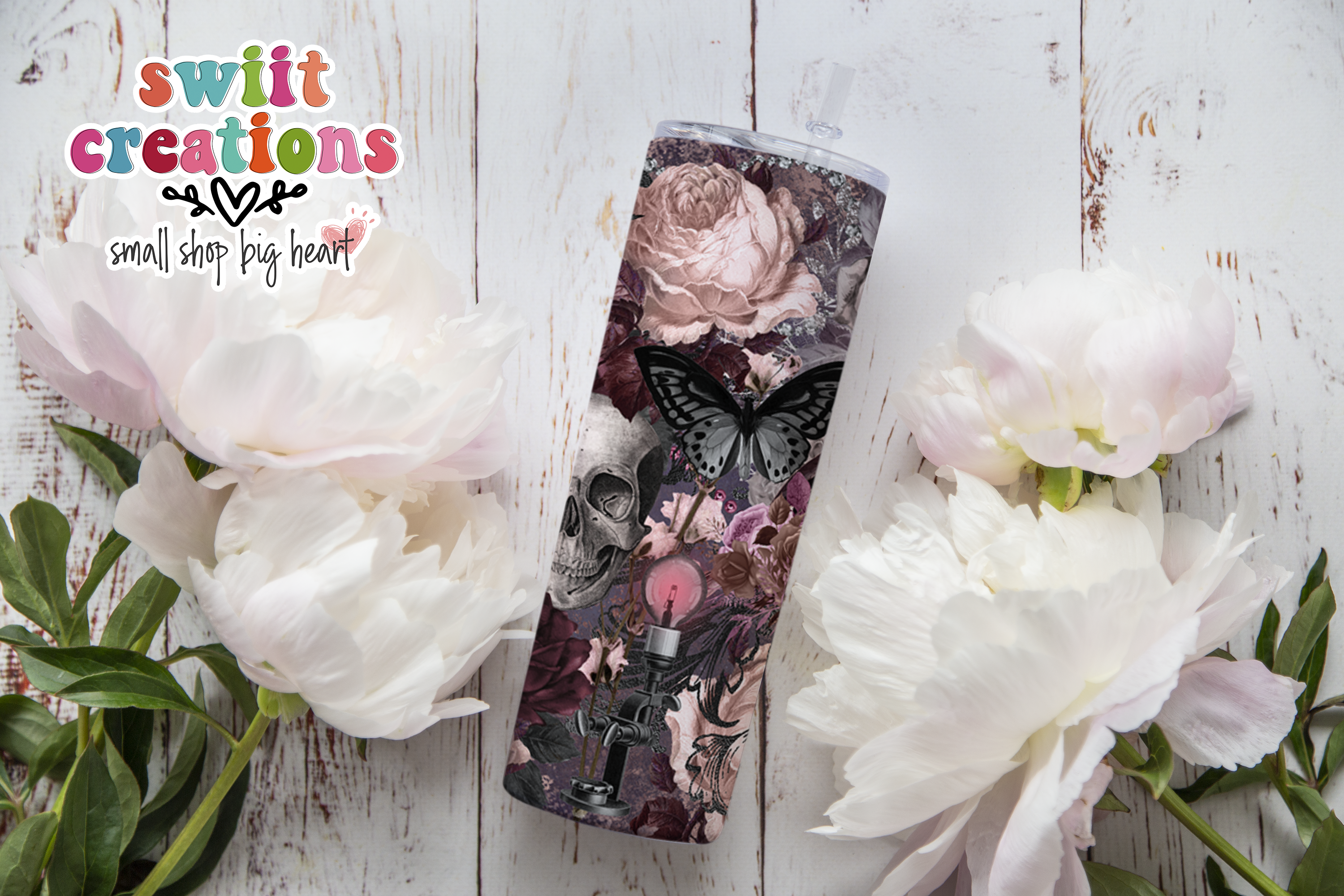 Flower and Skull Tumbler (T176)