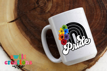 Pride Floral Rainbow Ceramic Coffee Mug - Swiit Creations